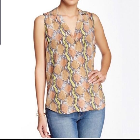 Equipment Femme Adalyn Snake Print Sleeveless Top sz Small - Picture 1 of 6